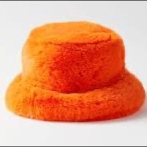 Worn ONCE Urban Outfitters Orange Furry Hat